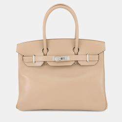 Pre Owned Hermes Birkin Argile Tadelakt Leather Size 30