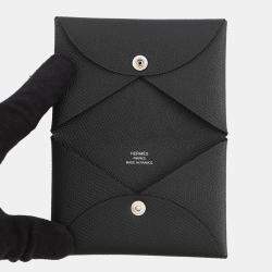 مملوكة مسبقًا Hermes Calvi Black Epsom Wallet