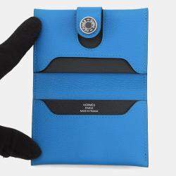 Pre Owned Hermes Rms Card Case Blue Royal/Black Evercolor