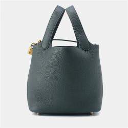 مملوكة مسبقًا Hermes Picotin Lock Vert Mangrove Taurillon Clemence Size Pm