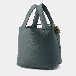 Pre Owned Hermes Picotin Lock Vert Mangrove Taurillon Clemence Size Pm
