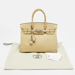 Pre Owned Hermès Birkin 30 Palladium Finish Trench Matte Alligator Mississippiensis Tote