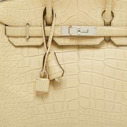 Pre Owned Hermès Birkin 30 Palladium Finish Trench Matte Alligator Mississippiensis Tote