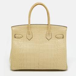Pre Owned Hermès Birkin 30 Palladium Finish Trench Matte Alligator Mississippiensis Tote