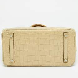 Pre Owned Hermès Birkin 30 Palladium Finish Trench Matte Alligator Mississippiensis Tote