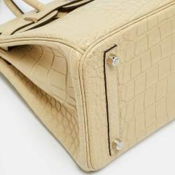 Pre Owned Hermès Birkin 30 Palladium Finish Trench Matte Alligator Mississippiensis Tote