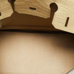 Pre Owned Hermès Birkin 30 Palladium Finish Trench Matte Alligator Mississippiensis Tote