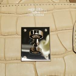 Pre Owned Hermès Birkin 30 Palladium Finish Trench Matte Alligator Mississippiensis Tote