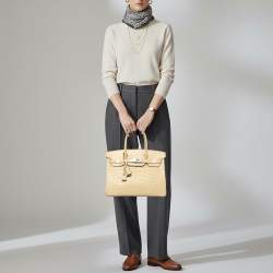 Pre Owned Hermès Birkin 30 Palladium Finish Trench Matte Alligator Mississippiensis Tote