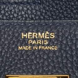 Pre Owned Hermès Birkin 30 Gold Finish Bleu Nuit Togo Leather Tote