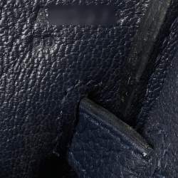 Pre Owned Hermès Birkin 30 Gold Finish Bleu Nuit Togo Leather Tote