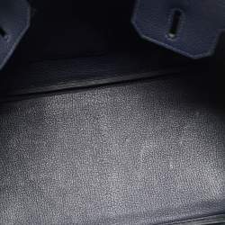 Pre Owned Hermès Birkin 30 Gold Finish Bleu Nuit Togo Leather Tote