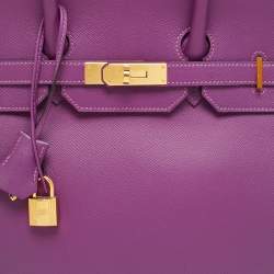 Pre Owned حقيبة يد توتس هيرمس بيركين 35 جلد أنيمون إبسوم إكسسوار مطلي ذهبي