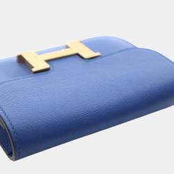 Pre Owned Hermes Blue Evercolor Constance Slim Wallet