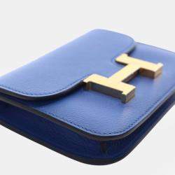 Pre Owned Hermes Blue Evercolor Constance Slim Wallet