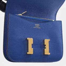 Pre Owned Hermes Blue Evercolor Constance Slim Wallet