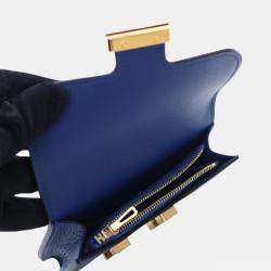 Pre Owned Hermes Blue Evercolor Constance Slim Wallet