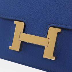 Pre Owned Hermes Blue Evercolor Constance Slim Wallet