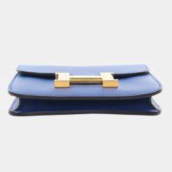 Pre Owned Hermes Blue Evercolor Constance Slim Wallet