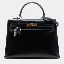 Pre Owned Hermes Black Box Calf Kelly Sellier 35