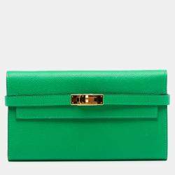 مملوكة مسبقًا محفظة هيرمس كيلي لونغ epsom خضراء