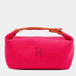 Pre Owned Hermes Pink Red Small Toile Bride A Brac Case