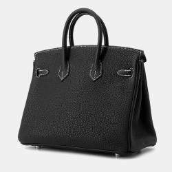 Pre Owned حقيبة هيرمس بيركين 25 جلد توغو أسود/روج كاساك