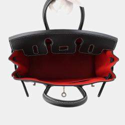 Pre Owned حقيبة هيرمس بيركين 25 جلد توغو أسود/روج كاساك