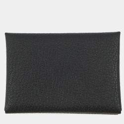 Pre Owned Hermes Calvi Duo Black Chevre Myzore Goatskin