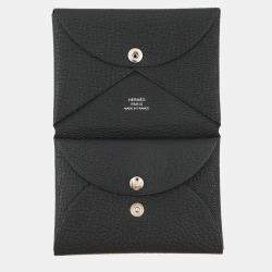 Pre Owned Hermes Calvi Duo Black Chevre Myzore Goatskin