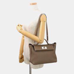 Pre Owned Hermes 24/24 Sac Van Quatre Etoupe Togo Leather Swift Leather Size 29