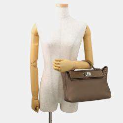 Pre Owned Hermes 24/24 Sac Van Quatre Etoupe Togo Leather Swift Leather Size 29