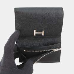 مملوكة مسبقًا محفظة هيرمس بيرن كومباين جلد شيفر ميزور ماعز أسود