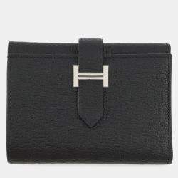 Pre Owned Hermes Bearn Combine Black Chevre Myzore Goatskin