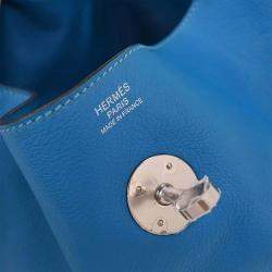 مملوكة مسبقًا Hermes Blue Zanzibar Evercolor Lindy 34 Shoulder Bag