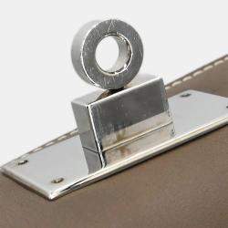 Pre Owned Hermes Etoupe Gray Veau Evercalf Toolbox 26 2way Handbag