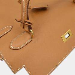مملوكة مسبقًا Hermes Natural Courchevel Kelly 32 Sellier 2way Handbag