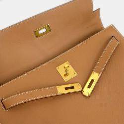 مملوكة مسبقًا Hermes Natural Courchevel Kelly 32 Sellier 2way Handbag