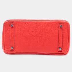 مملوكة مسبقًا Hermes Red Clemence Birkin Retourne 30