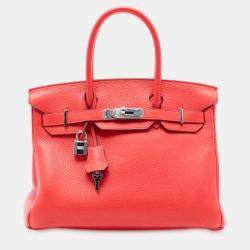 Pre Owned Hermes Red Clemence Birkin Retourne 30