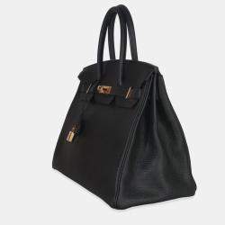 Pre Owned حقيبة هيرمس بيركين 35 جلد توغو أسود إكسسوار ذهبي وردي