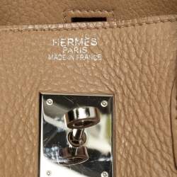 Pre Owned Hermes Birkin 35 Palladium Finish Tabac Camel Taurillon Clemence Leather Tote
