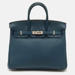 مملوكة مسبقًا Hermes Birkin 25 Palladium Finish Colvert Togo Leather Tote