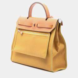 مملوكة مسبقًا Hermes Brown Yellow Toile Herbag Zip 31