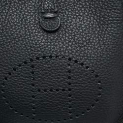 Pre Owned Hermes Evelyne TPM Noir Taurillon Clemence Leather Crossbody Bag