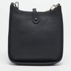 Pre Owned Hermes Evelyne TPM Noir Taurillon Clemence Leather Crossbody Bag