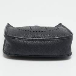Pre Owned Hermes Evelyne TPM Noir Taurillon Clemence Leather Crossbody Bag