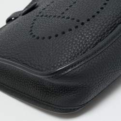 Pre Owned Hermes Evelyne TPM Noir Taurillon Clemence Leather Crossbody Bag