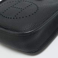 Pre Owned Hermes Evelyne TPM Noir Taurillon Clemence Leather Crossbody Bag