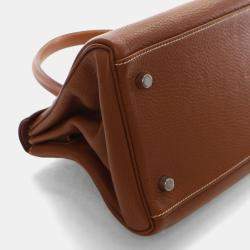Pre Owned Hermes Gold Clemence Shoulder Kelly 42